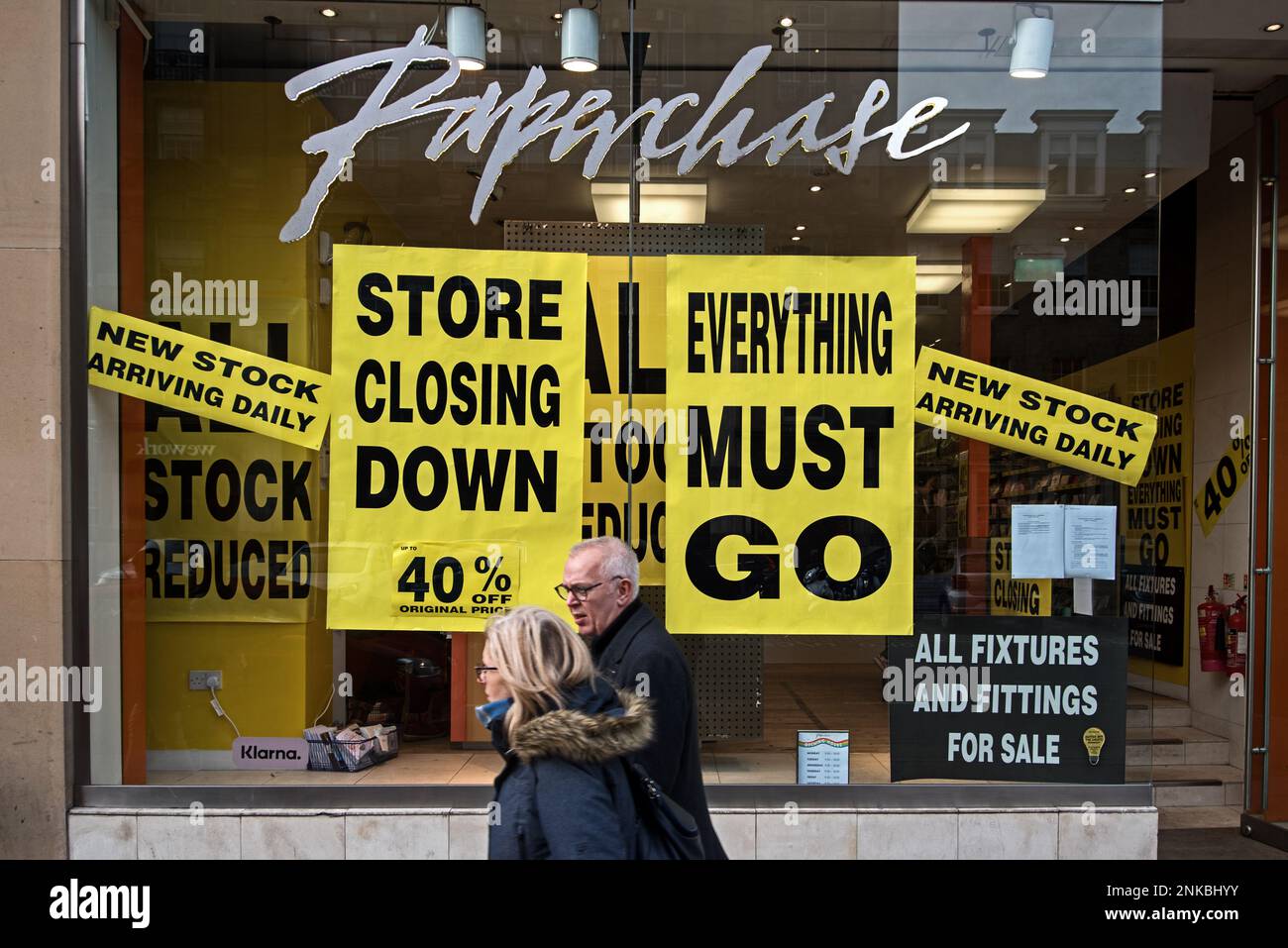 Negozio Paperchase su George Street a Edimburgo che chiude dopo essere entrata in amministrazione. Foto Stock