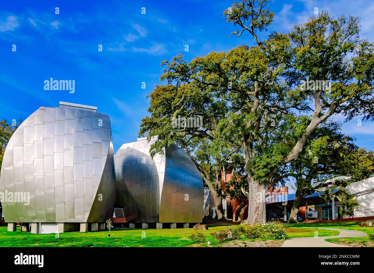 Il Museo d'Arte OHR-o'Keefe, progettato dall'architetto Frank Gehry, è raffigurato il 22 febbraio 2023 a Biloxi, Mississippi. Foto Stock