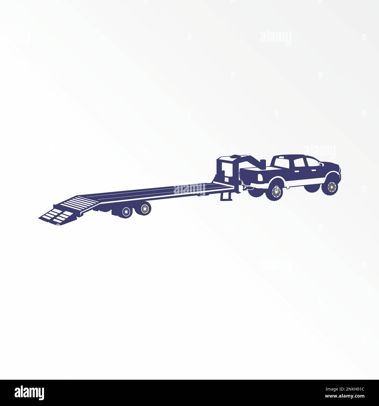 Cabina doppia rimorchio o pick-up camion auto con pull immagine grafica icona logo design astratto concetto vettore stock trasporto o automotive Illustrazione Vettoriale