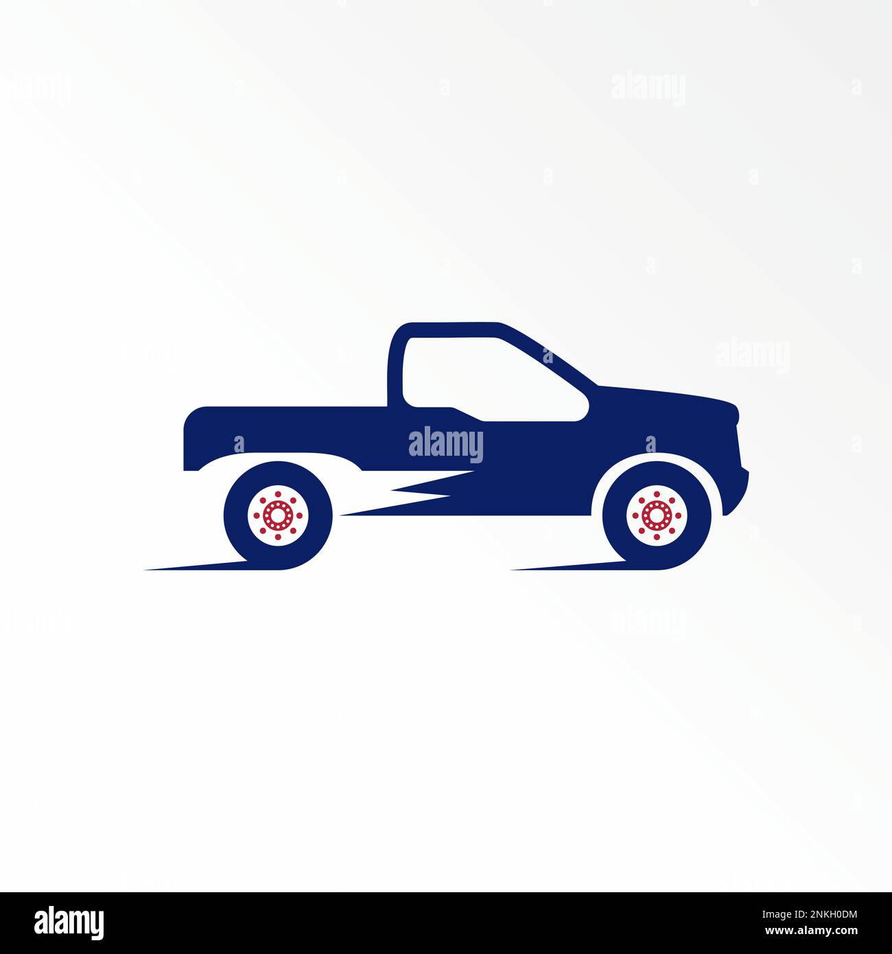 Cabina doppia rimorchio o pick-up camion auto con velocità o movimento immagine grafica icona logo design astratto concetto vettore stock trasporto o automotive Illustrazione Vettoriale