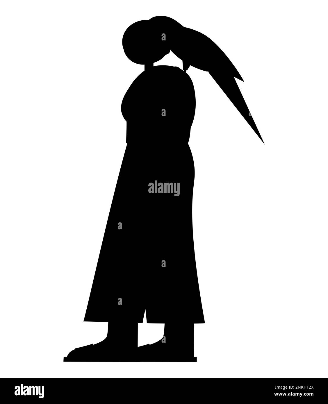 Silhouette nera di una ragazza con pappagallo sulla spalla, amore per gli animali, amante degli animali Illustrazione Vettoriale