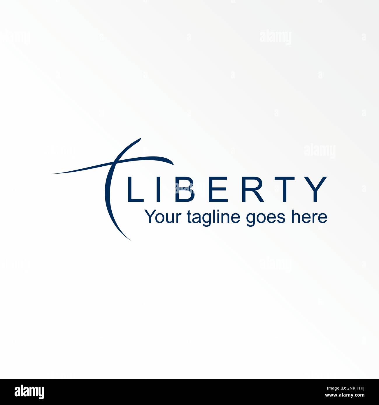 Lettera o scrittura LIBERTY sans serif con croce cristiana o chiesa in e font grafica icona logo design astratto concetto vettore stock wordmark religione Illustrazione Vettoriale