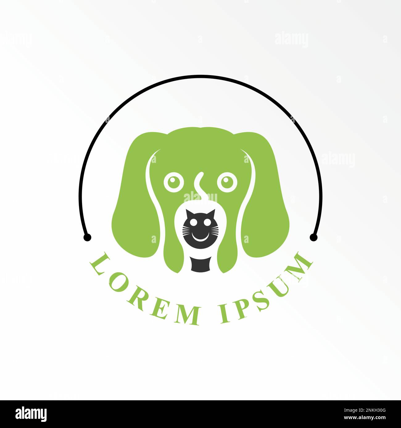 Semplice e unico testa di cane e gatto in alto in basso immagine grafica icona logo design astratto concetto vettore stock. utilizzato come simbolo relativo all'animale domestico Illustrazione Vettoriale