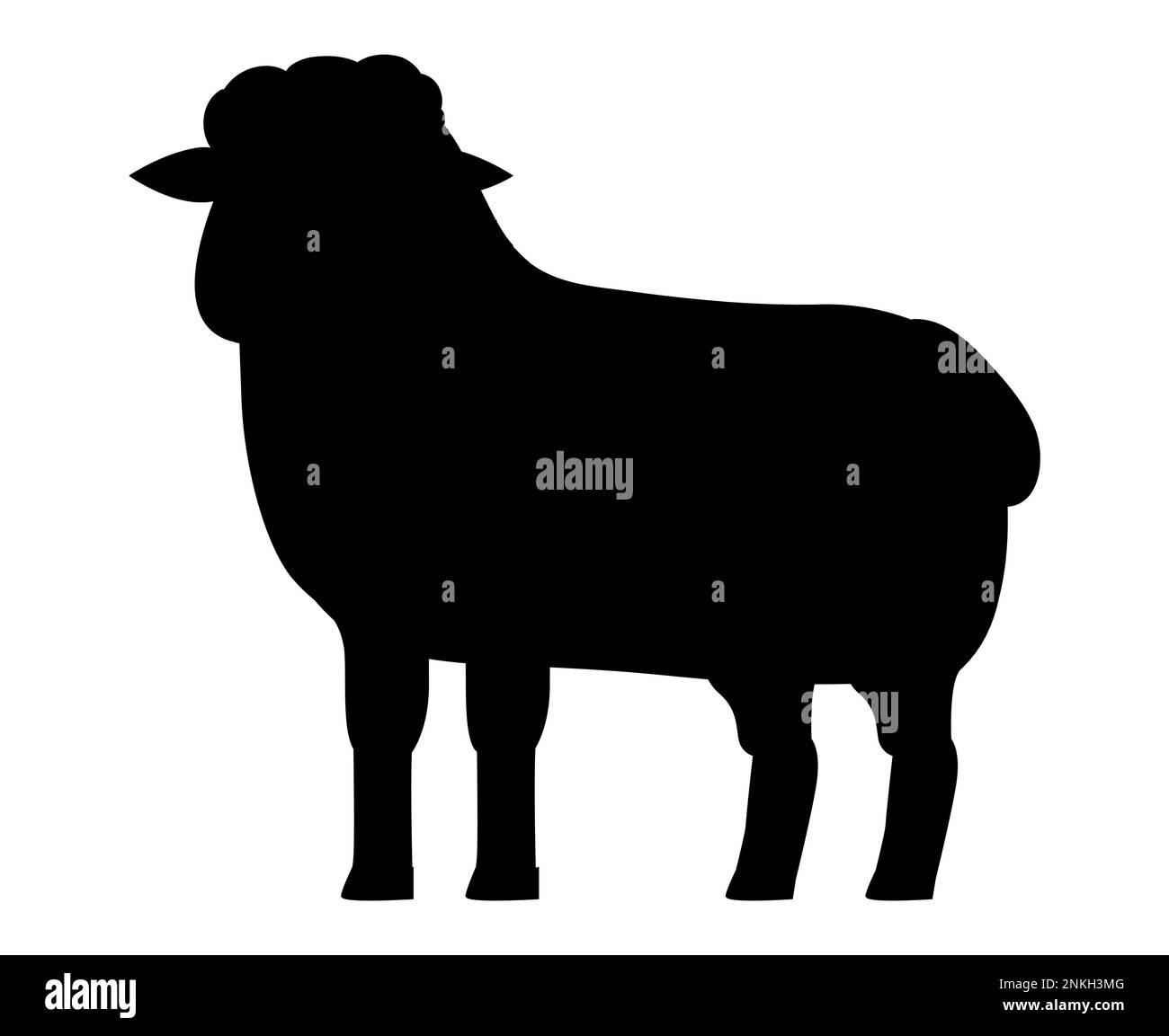 Silhouette di pecora. Un animale da fattoria, illustrazione di elemento mammifero in un semplice stile piatto isolato su sfondo bianco. Simbolo del vettore Illustrazione Vettoriale