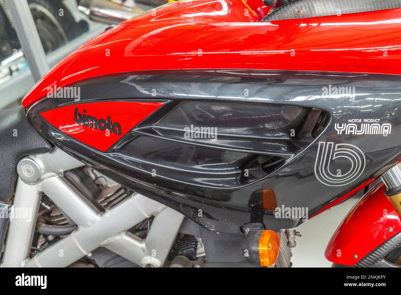 Bimota Mantra con il motore gemello ducati vee al museo del trasporto nazionale di Inverell nel nuovo Galles del sud settentrionale, australia Foto Stock