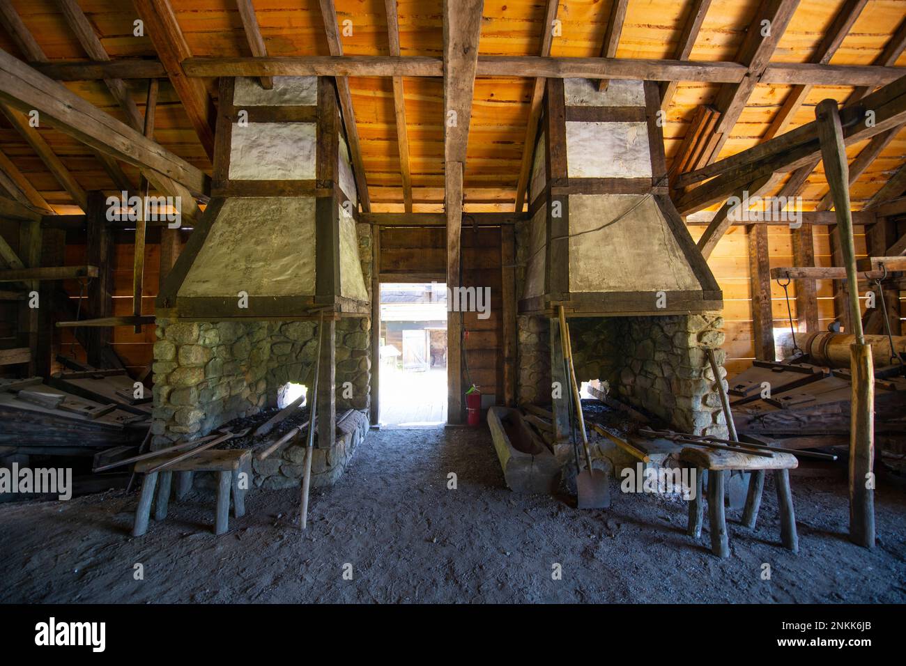 Saugus Iron Works National Historic Site nella città di Saugus, vicino a Boston, Massachusetts, ma, Stati Uniti. Questa fabbrica di ferro è stata operata tra il 1646 e il 1670. Foto Stock