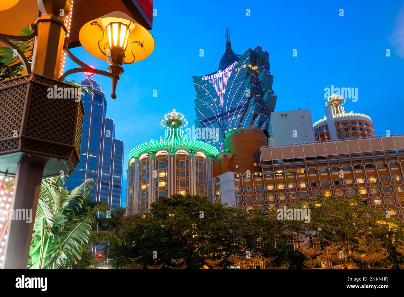 Il nuovo Grand Lisboa Casinò e Lisboa hotel casino, Macau, Cina. Foto Stock