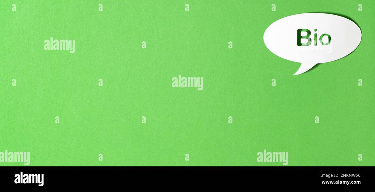 Testo tedesco in carta organico bolla di discorso perforato su sfondo verde. Vettore fotorealistico in formato banner. Illustrazione Vettoriale