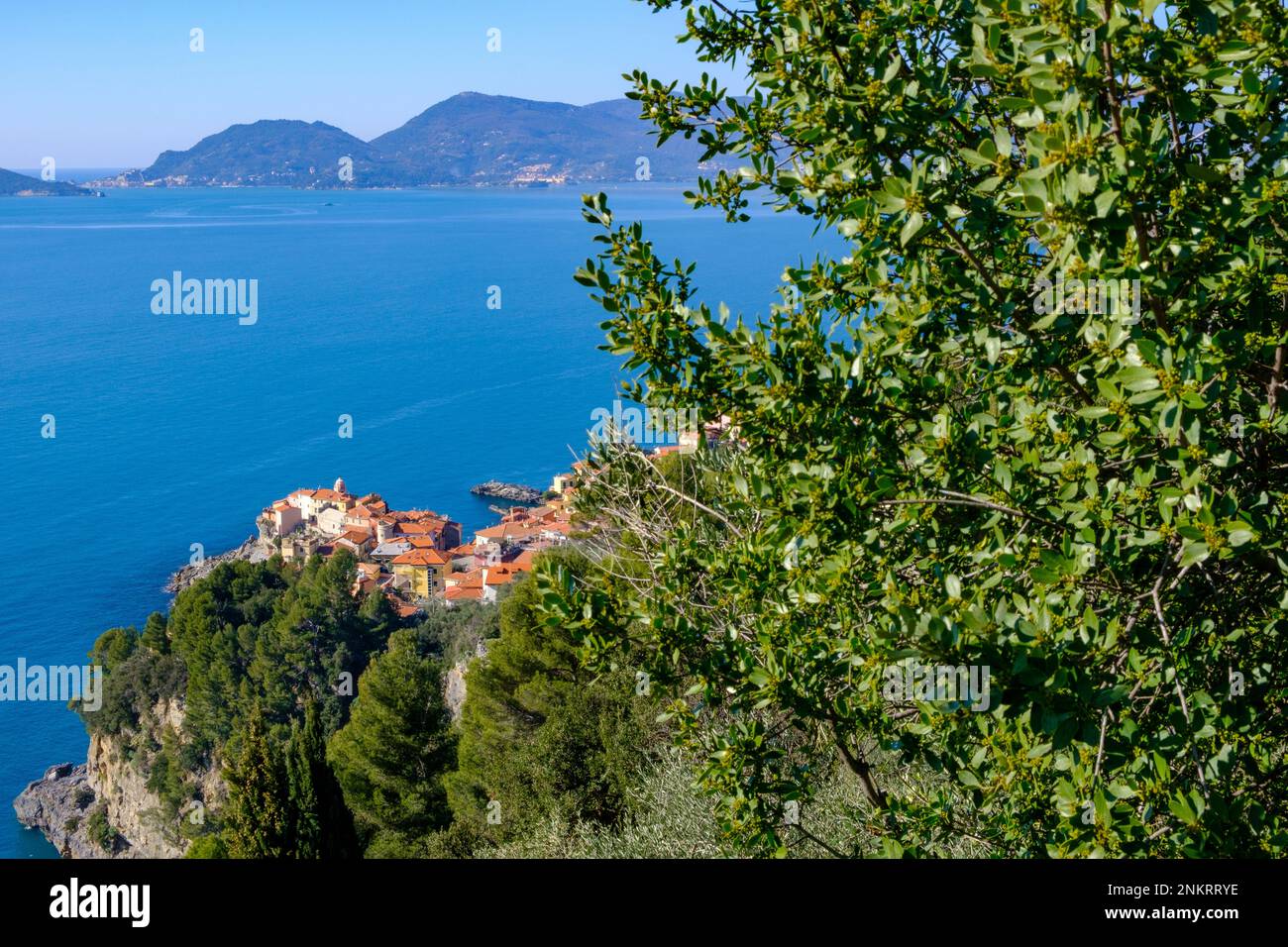 Vista panoramica su Tellaro, frazione la Spezia, Liguria, Italia Foto Stock
