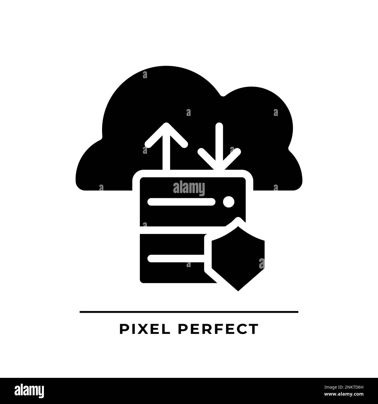 Icona glyph nero per la migrazione dei dati al cloud Illustrazione Vettoriale