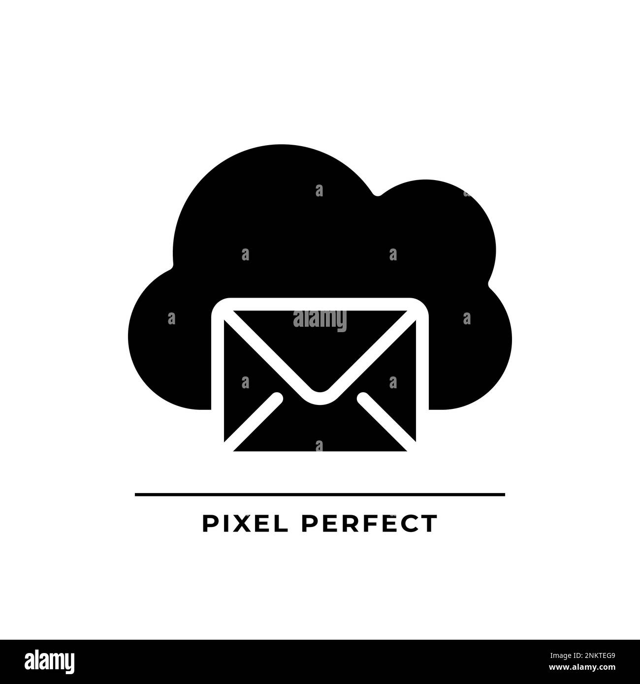 Icona glyph nero e-mail basata su cloud Illustrazione Vettoriale