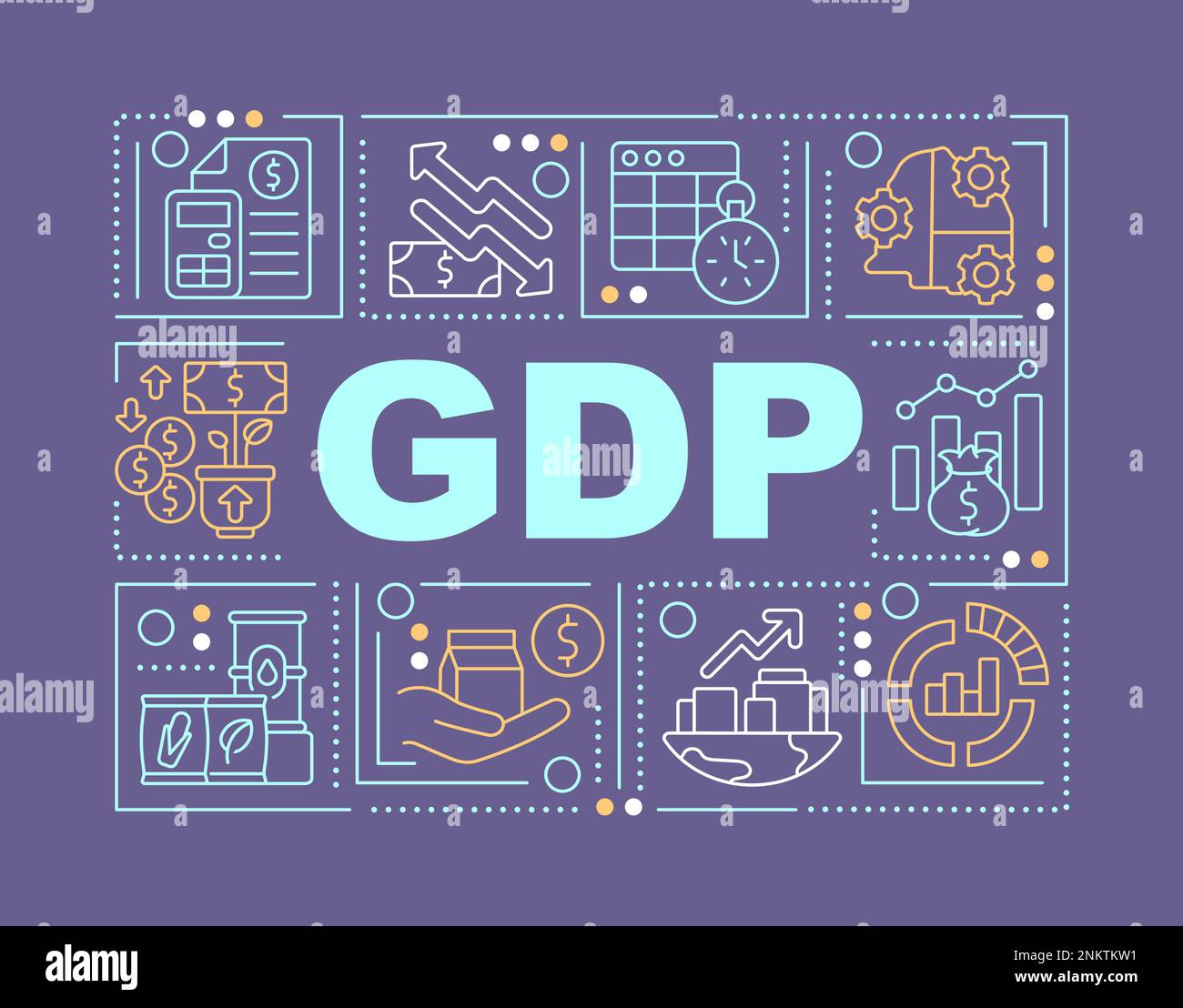 GDP parola concetti banner viola scuro Illustrazione Vettoriale