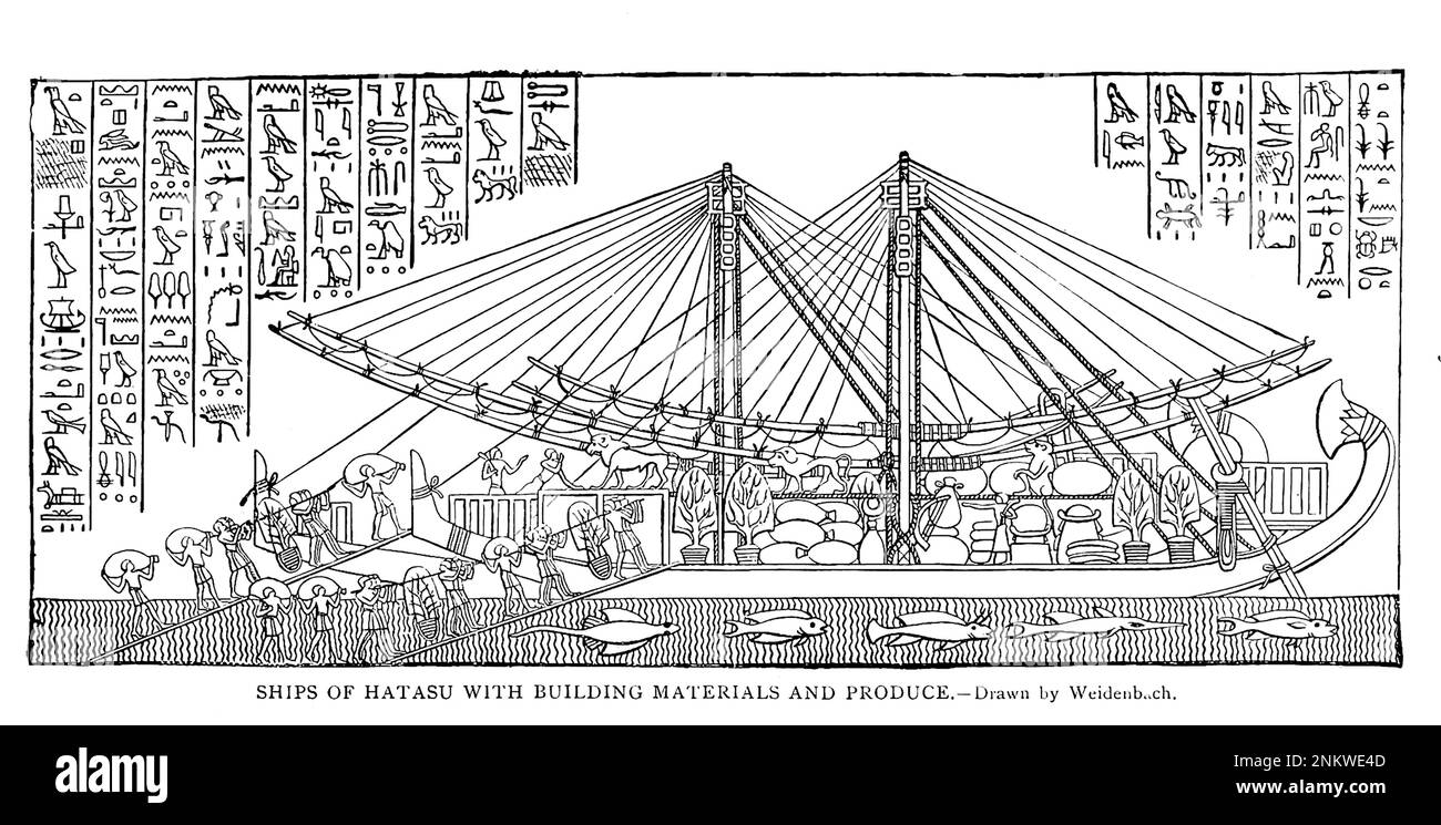 Navi di Hatasu con materiali da costruzione e produrre Libro XVIII gli Hamiti di Cyclopedia storia universale : abbracciare la più completa e recente presentazione del soggetto in due parti principali o divisioni di più di seimila pagine di John Clark Ridpath, 1840-1900 Data di pubblicazione 1895 Editore Boston : Balch Bros. Volume 6 Storia dell'uomo e dell'umanità Foto Stock Navi di Hatasu con materiali da costruzione e produrre Libro XVIII gli Hamiti di Cyclopedia storia universale : abbracciare la più completa e recente presentazione del soggetto in due parti principali o divisioni di più di seimila pagine di John Clark Ridpath, 1840-1900 Data di pubblicazione 1895 Editore Boston : Balch Bros. Volume 6 Storia dell'uomo e dell'umanità Foto Stock