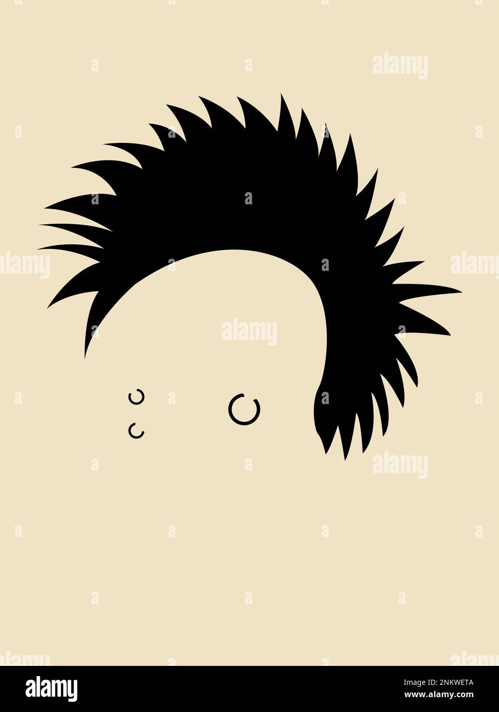 Simbolo del viso di una testa uomo in punk capelli stile Foto Stock