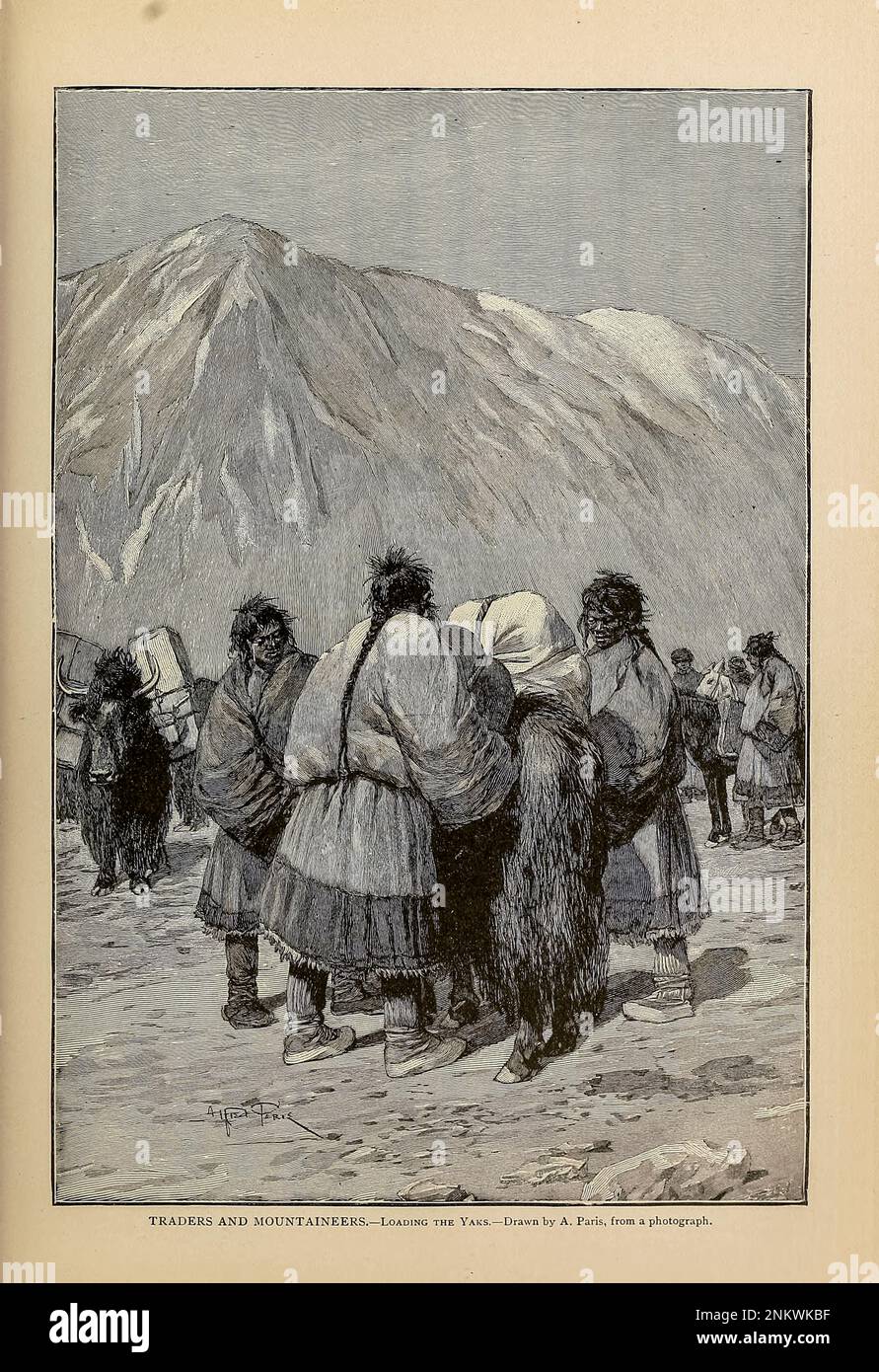 COMMERCIANTI E ALPINISTI. Caricamento degli Yaks le razze marroni Maleo-Mongoloidi dalla storia universale di Cyclopedia : abbracciare la più completa e recente presentazione del soggetto in due parti principali o divisioni di più di seimila pagine di John Clark Ridpath, 1840-1900 Data di pubblicazione 1895 Editore Boston : Balch Bros. Volume 6 Storia dell'uomo e dell'umanità Foto Stock