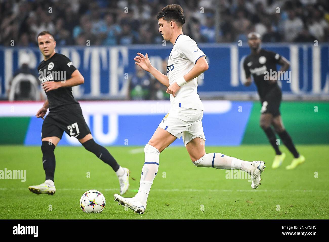 Leonardo BALERDI di Marsiglia durante la UEFA Champions League, partita di calcio del Gruppo D tra Olympique de Marseille e Eintracht Francoforte il 13 settembre 2022 allo stadio Orange Velodrome di Marsiglia, Francia - Foto Matthieu Mirville / DPPI Foto Stock