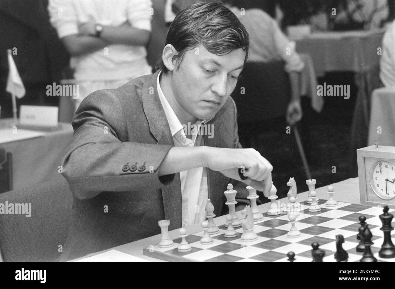Torneo di scacchi OHRA; Anatoli Karpov ca. 1985 Foto Stock