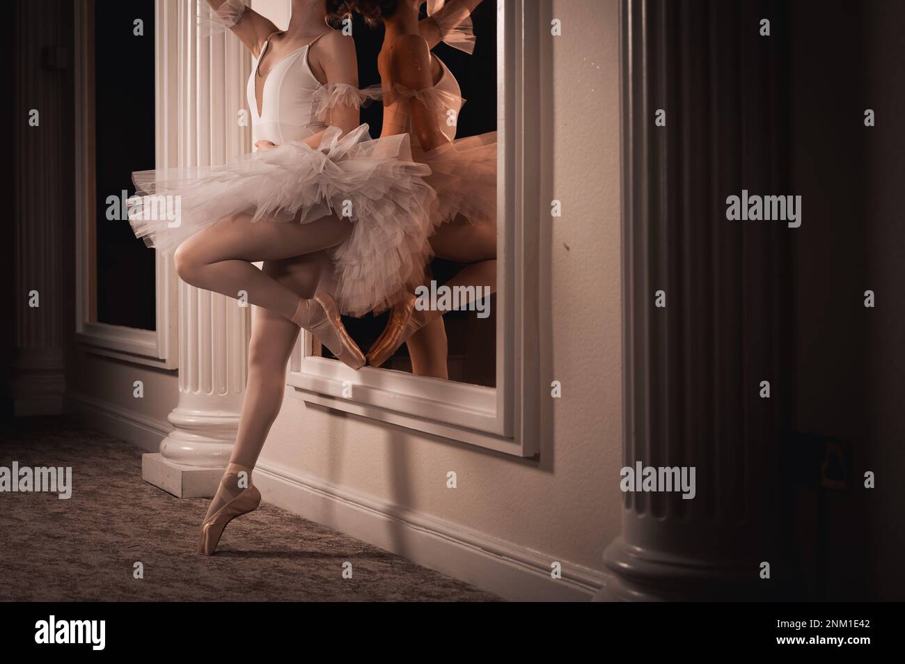 Ballerina, tutu, gambe, piedi e scarpe da ballo Foto Stock