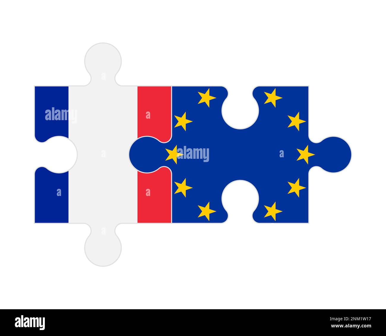 Puzzle connesso di bandiere di Francia e Unione europea, vettore Illustrazione Vettoriale