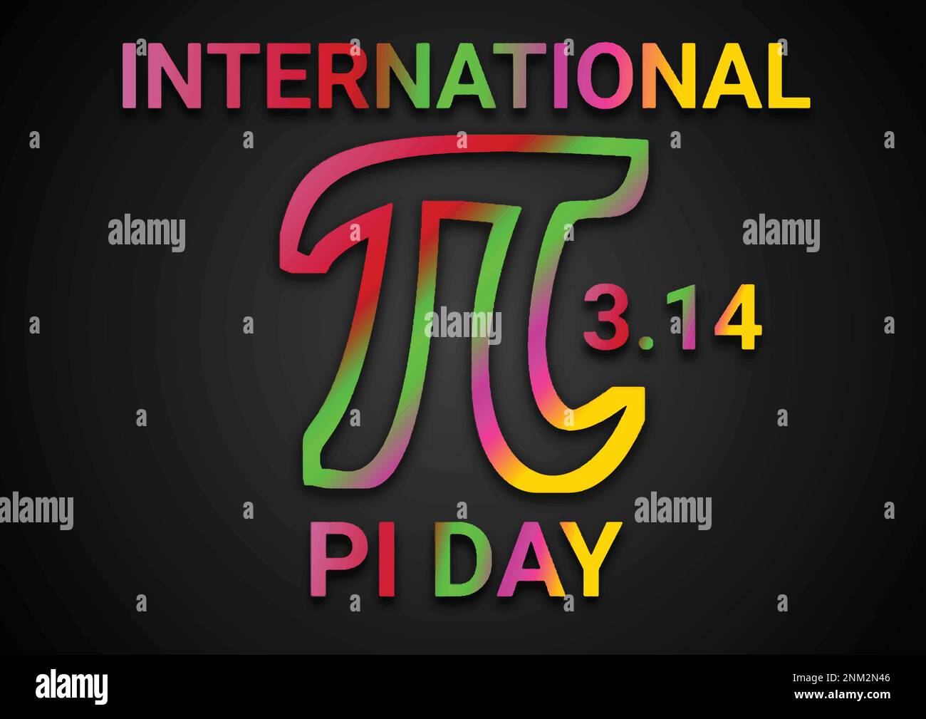 Giornata internazionale del Pi! Numero costante matematica. Colorato Neon segno. Illustrazione vettoriale. Illustrazione Vettoriale