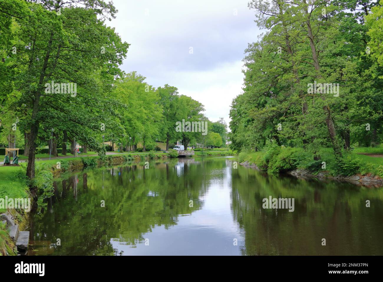 Il fiume Svartan centro di Orebro in Svezia Foto Stock