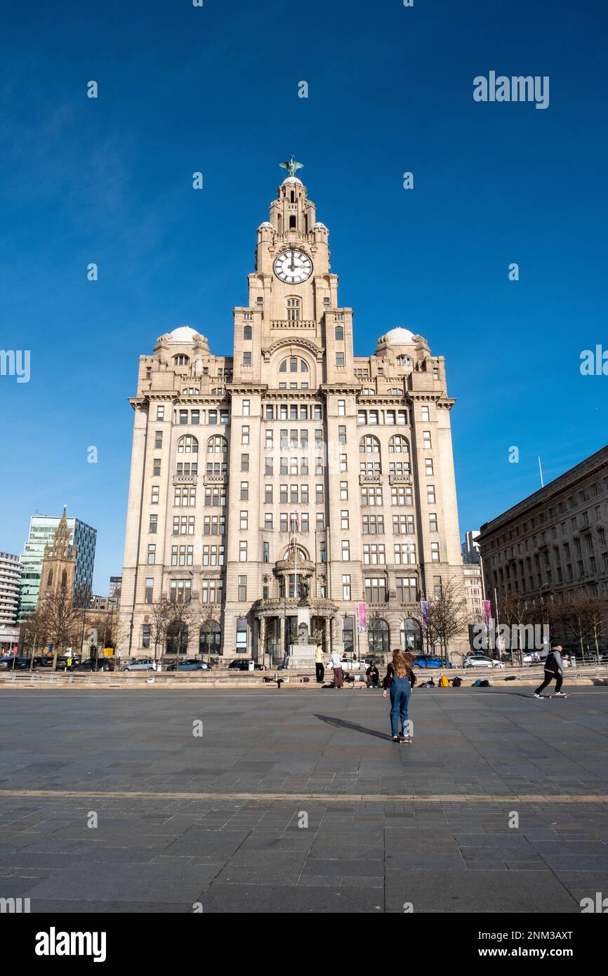 The Waterfront and Strand, Liverrpool, Regno Unito Foto Stock