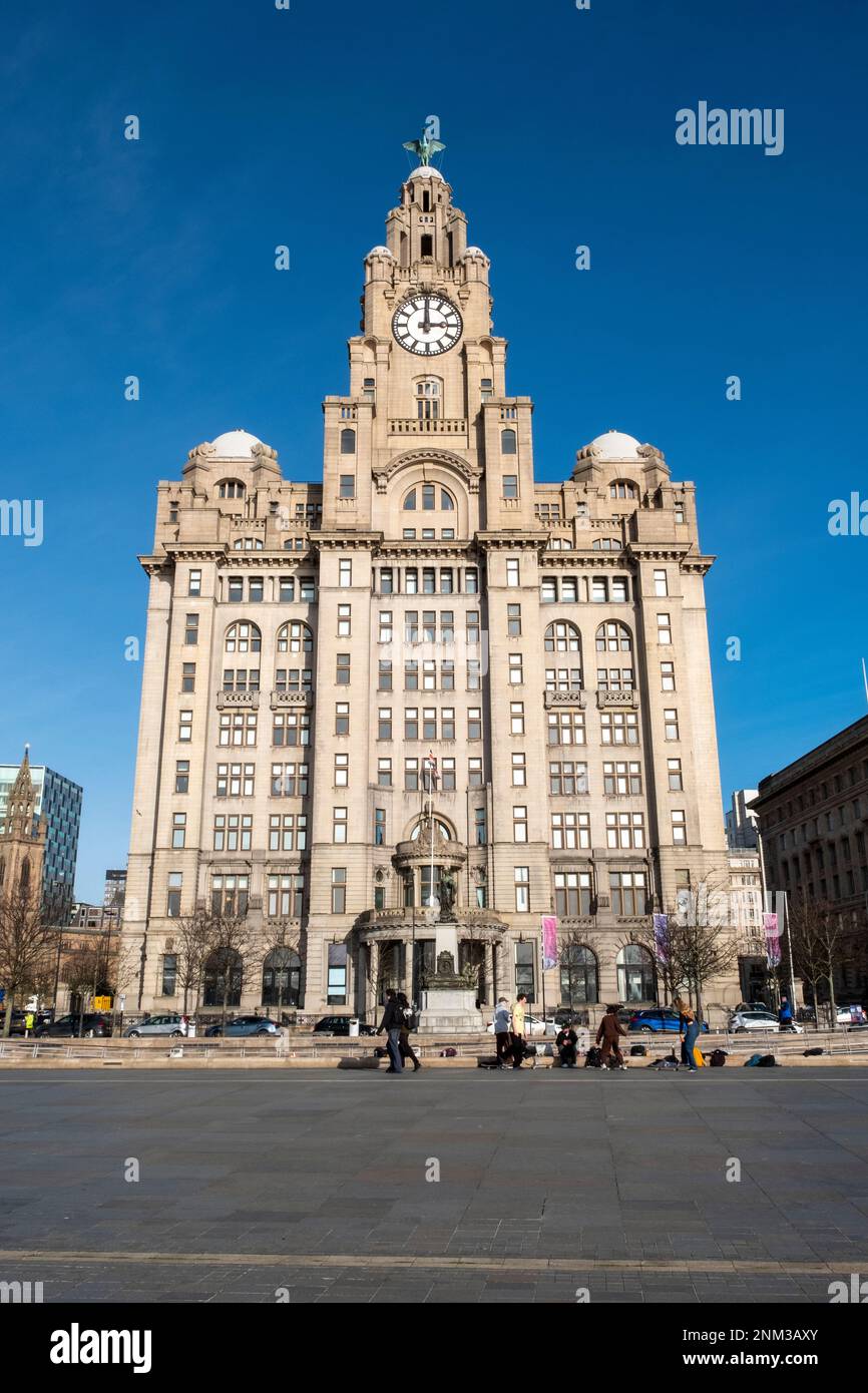 The Waterfront and Strand, Liverrpool, Regno Unito Foto Stock