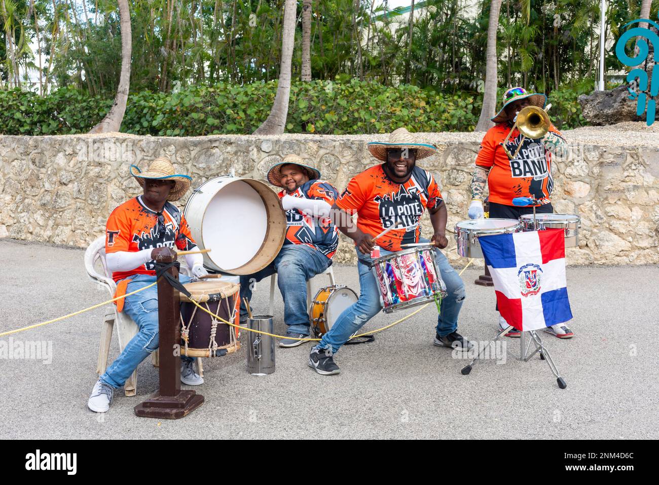 La Pote Band al terminal delle navi da crociera la Romana, la Romana, Repubblica Dominicana, grandi Antille, Caraibi Foto Stock