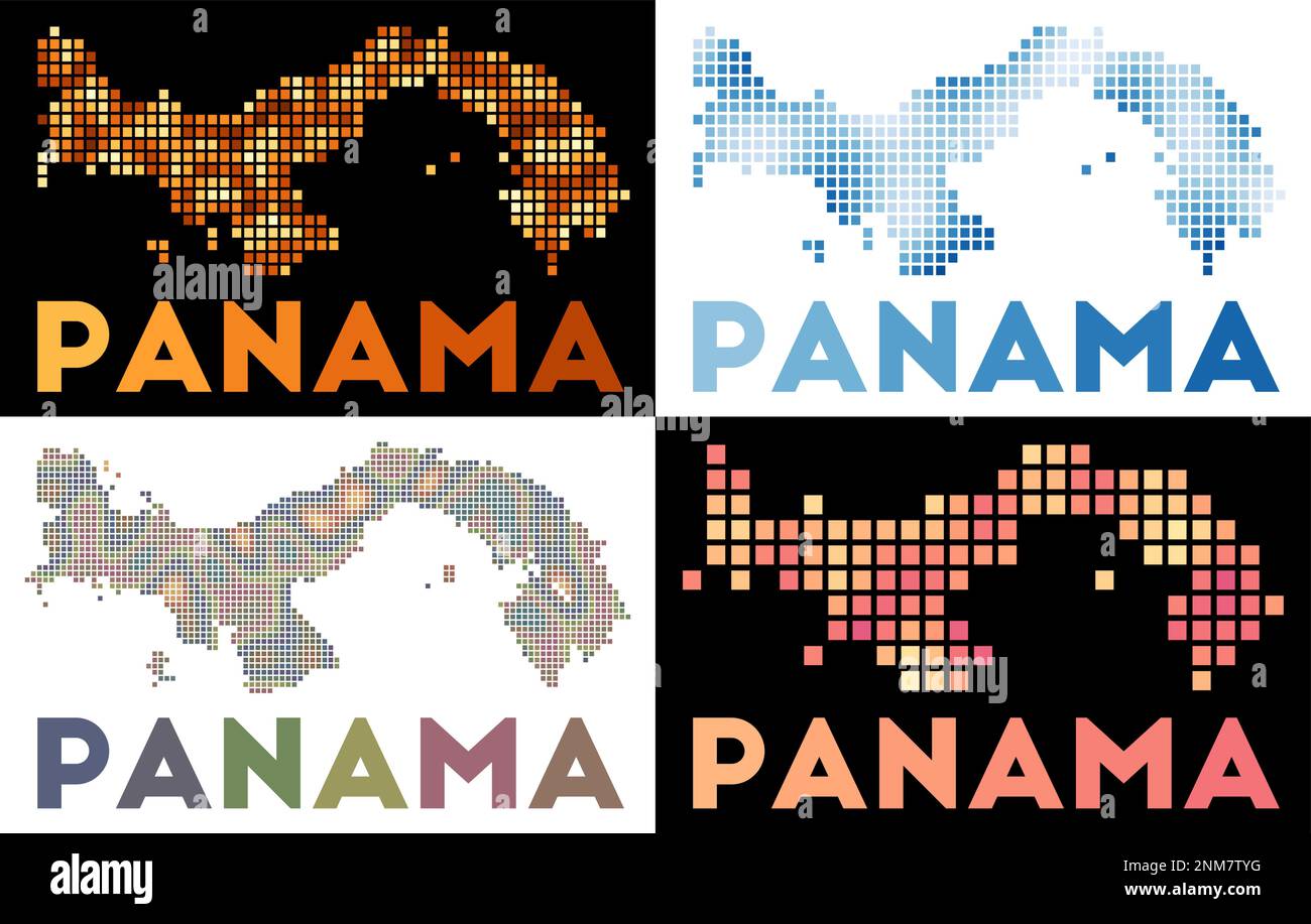 Mappa di Panama. Collezione di mappe di Panama in stile punteggiato. Bordi del paese pieni di rettangoli per il tuo progetto. Illustrazione vettoriale. Illustrazione Vettoriale