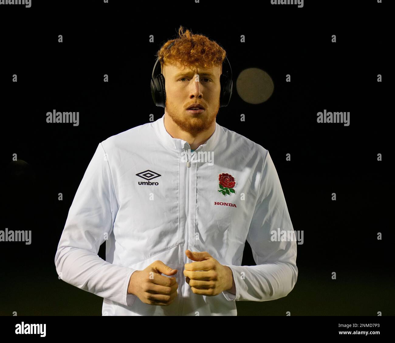 Lewis Chessum of England U20's prima della partita delle sei Nazioni del 2023 U20 Galles vs Inghilterra allo Stadiwm CSM, Colwyn Bay, Regno Unito, 24th febbraio 2023 (Foto di Steve Flynn/News Images) Foto Stock