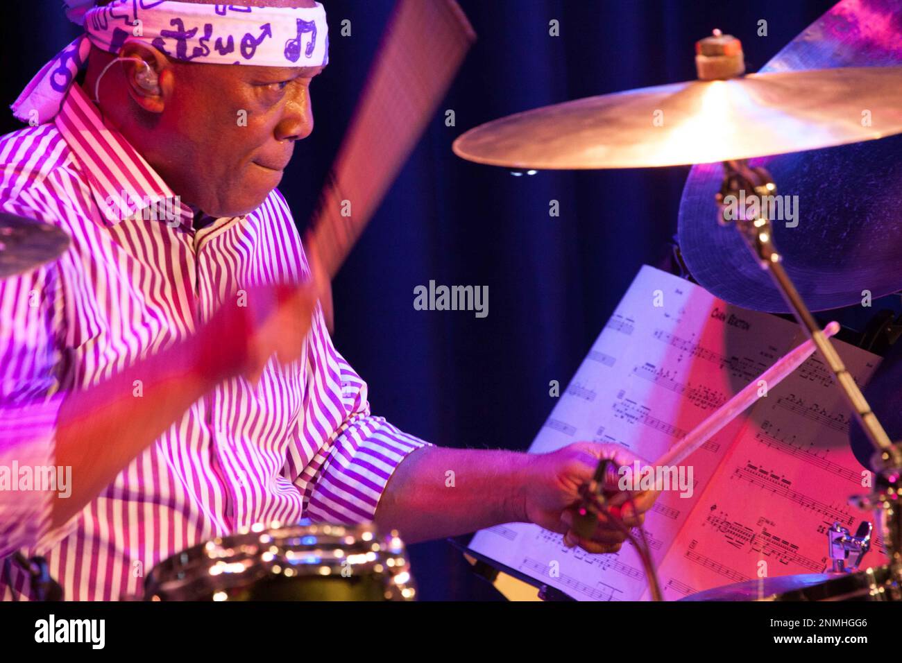 Billy Cobham in batteria ad un concerto alla Scala, Ludwigsburg, Baden-Wuerttemberg Foto Stock