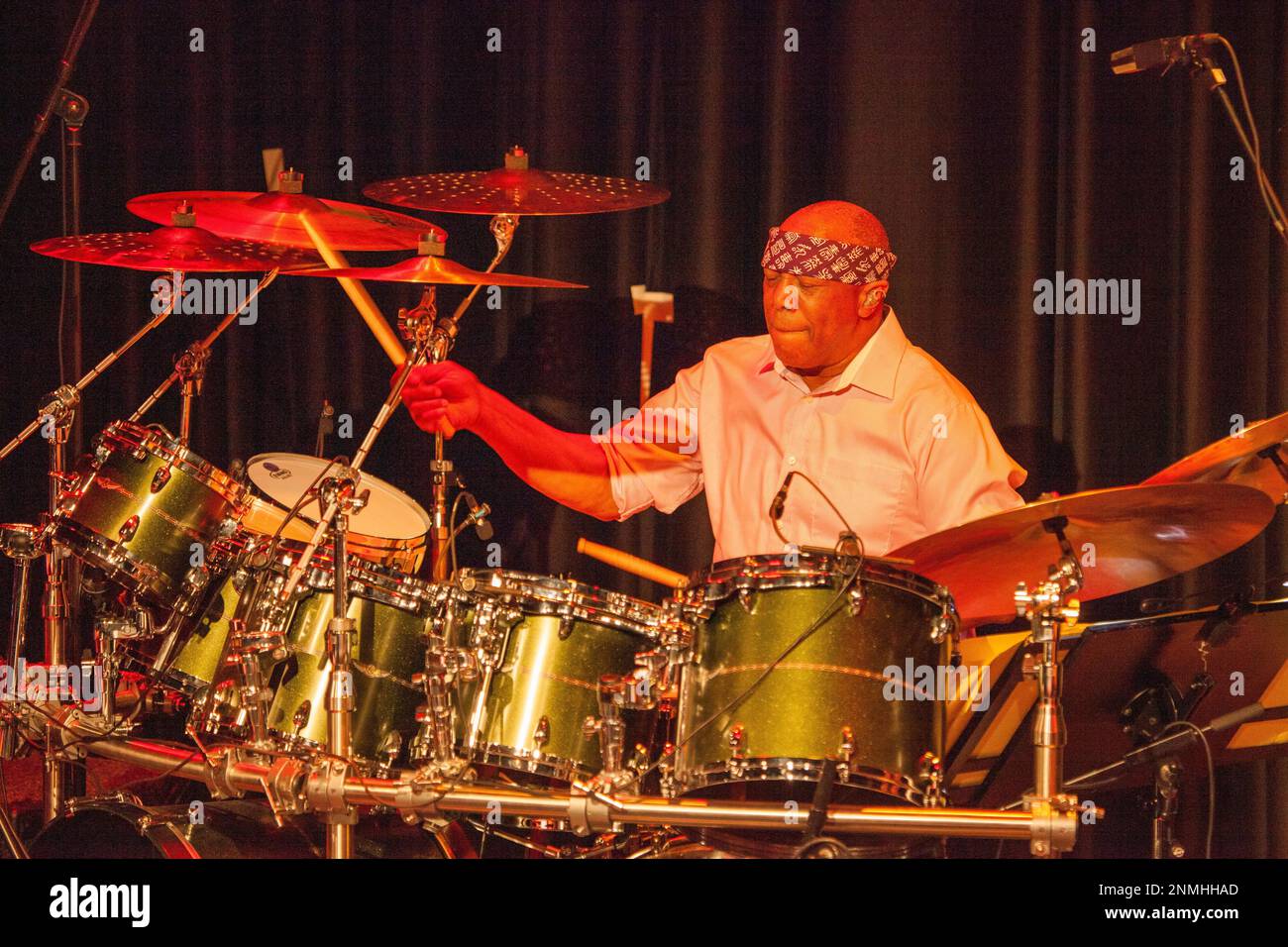 Billy Cobham in batteria ad un concerto alla Scala, Ludwigsburg, Baden-Wuerttemberg Foto Stock