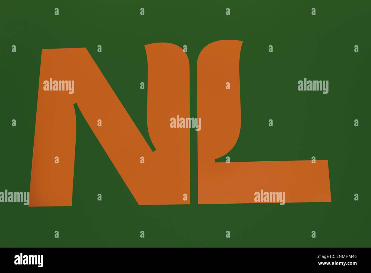 Logo dei Paesi Bassi, NL arancione su sfondo verde Foto Stock