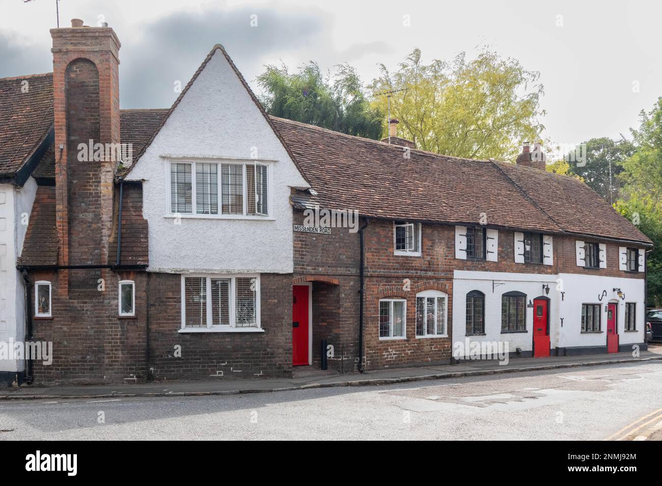 Case all'angolo tra Missenden Road e Wey Lane. Old Chesham, Buckinghamshire, Inghilterra Foto Stock