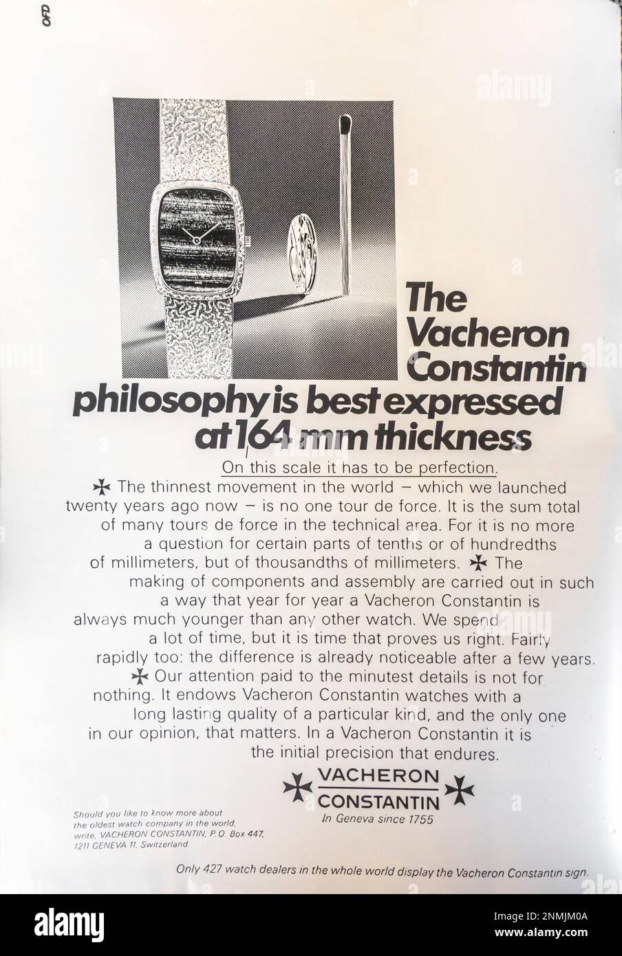 Vacheron Constantin pubblicità in una rivista NatGeo, ottobre 1974 Foto Stock