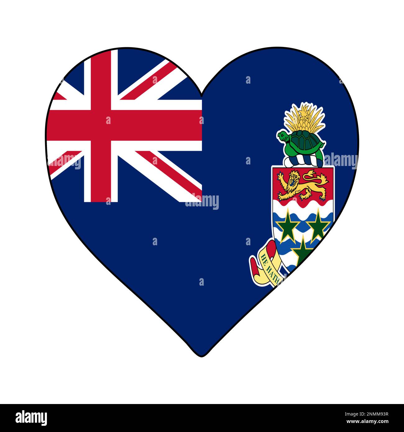 Isole Cayman Heart Shape Flag. Amate le Isole Cayman. Visita le Isole Cayman. Caraibi. America Latina. Disegno grafico dell'illustrazione vettoriale. Illustrazione Vettoriale
