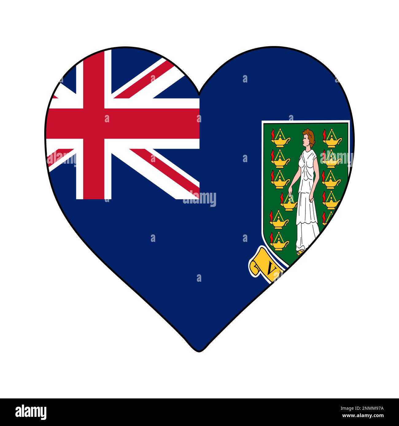 Isole Vergini Britanniche Heart Shape Flag. Amate le Isole Vergini Britanniche. Visita le Isole Vergini Britanniche. Caraibi. America Latina. Illustrazione vettoriale Illustrazione Vettoriale