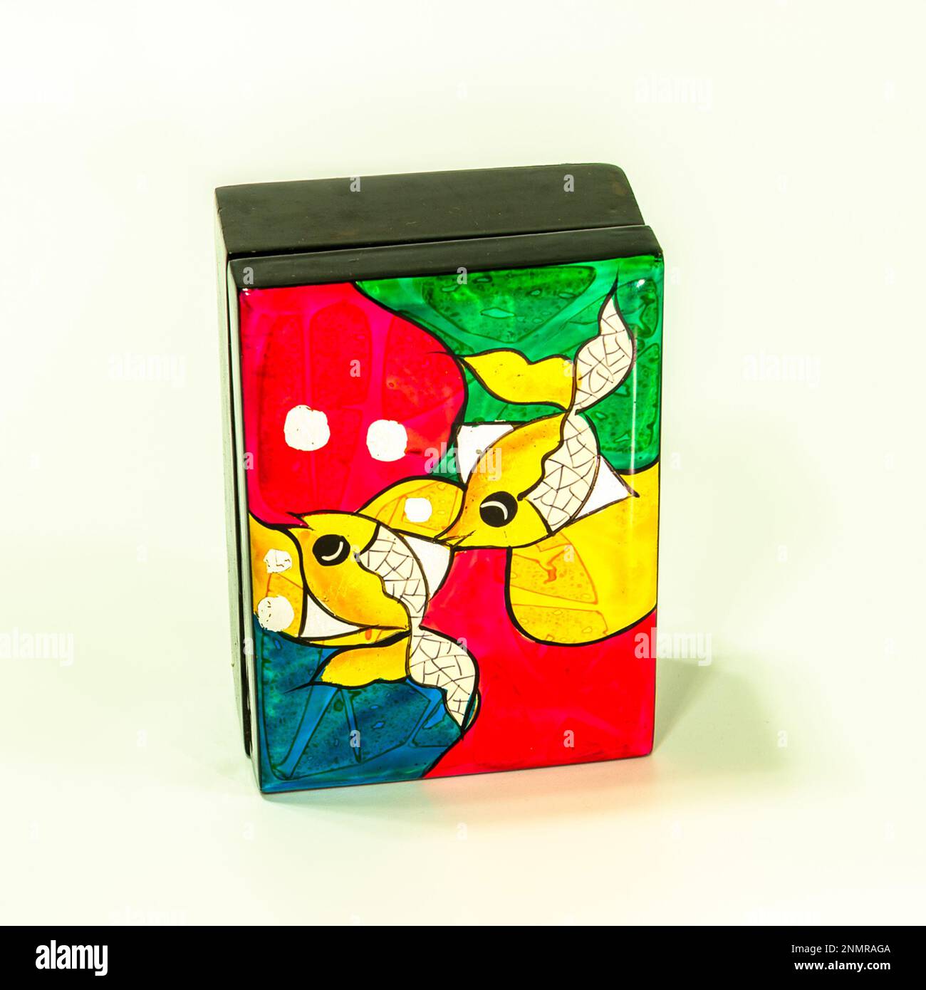 Una Jewelery Box dipinta a mano decorata con foglia d'oro, un souvenir del Vietnam Foto Stock