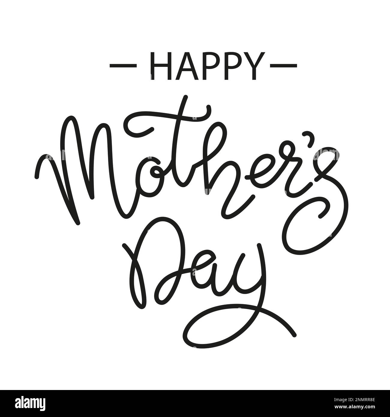 Testo calligrafico Happy Mothers day isolato su sfondo bianco Illustrazione Vettoriale