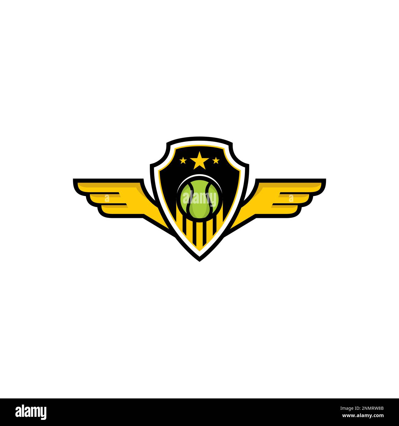 Tennis Ball Logo combinazione Shield e Wing. Campionato di tennis. Tennis Club Illustrazione Vettoriale