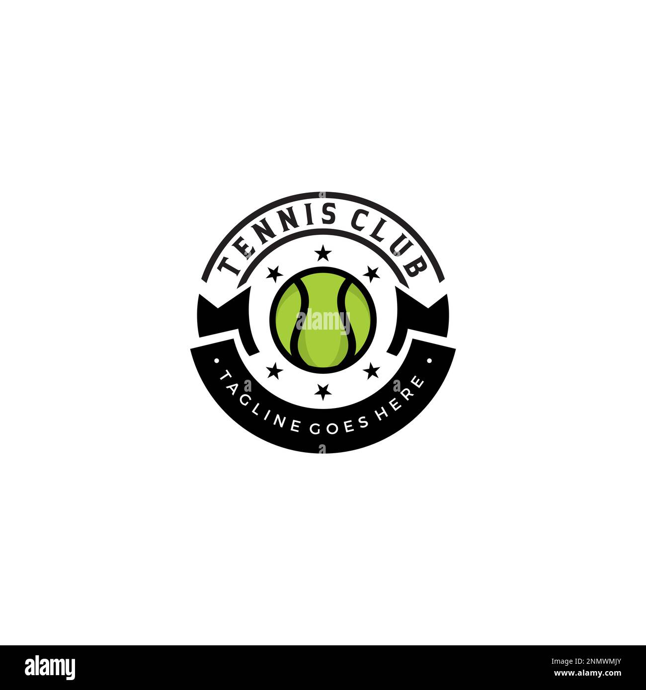 Logo di Tennis Club Stamp Design. Logo dell'Accademia di tennis Illustrazione Vettoriale