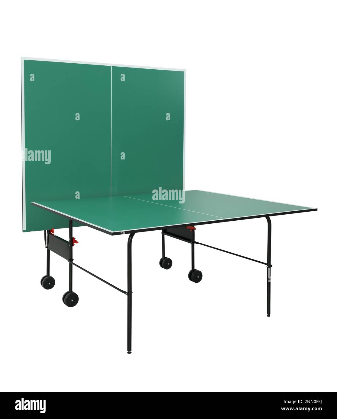 Tavolo da ping pong verde isolato su bianco Foto Stock