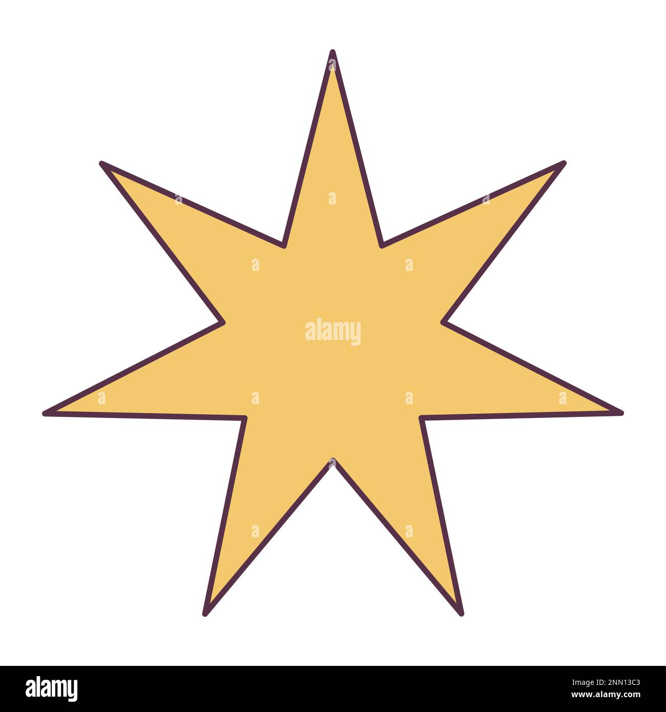 Sticker star retro 70s Groovy Hippie. Elemento cartoon psichedelico - illustrazione funky in stile hippy vintage. Illustrazione piatta vettoriale per striscioni Illustrazione Vettoriale