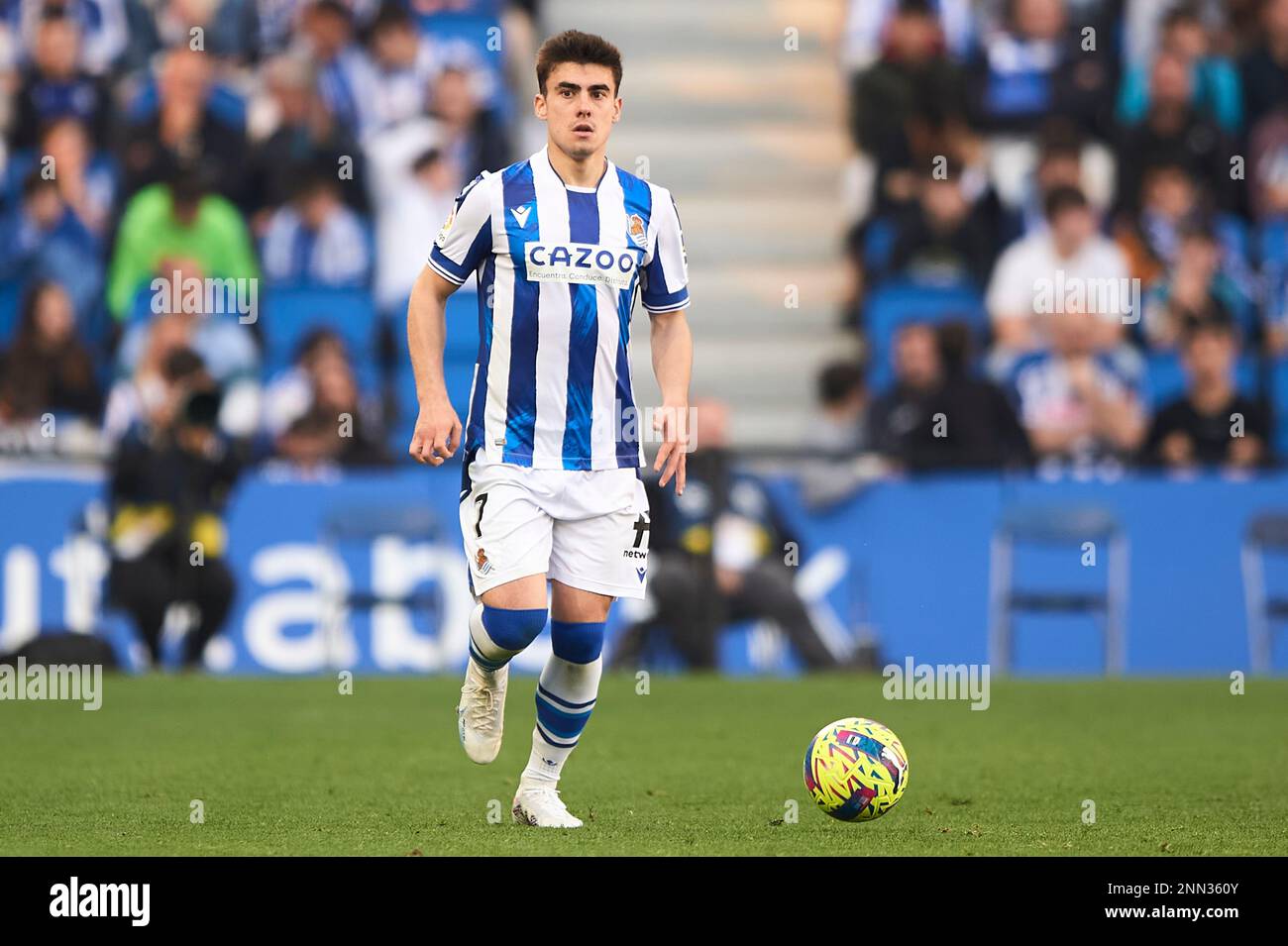 Ander Barrenetxea di Real Sociedad in azione durante la partita la Liga Santander tra Real Sociedad e RC Celta CF allo stadio reale Arena il febbraio Foto Stock
