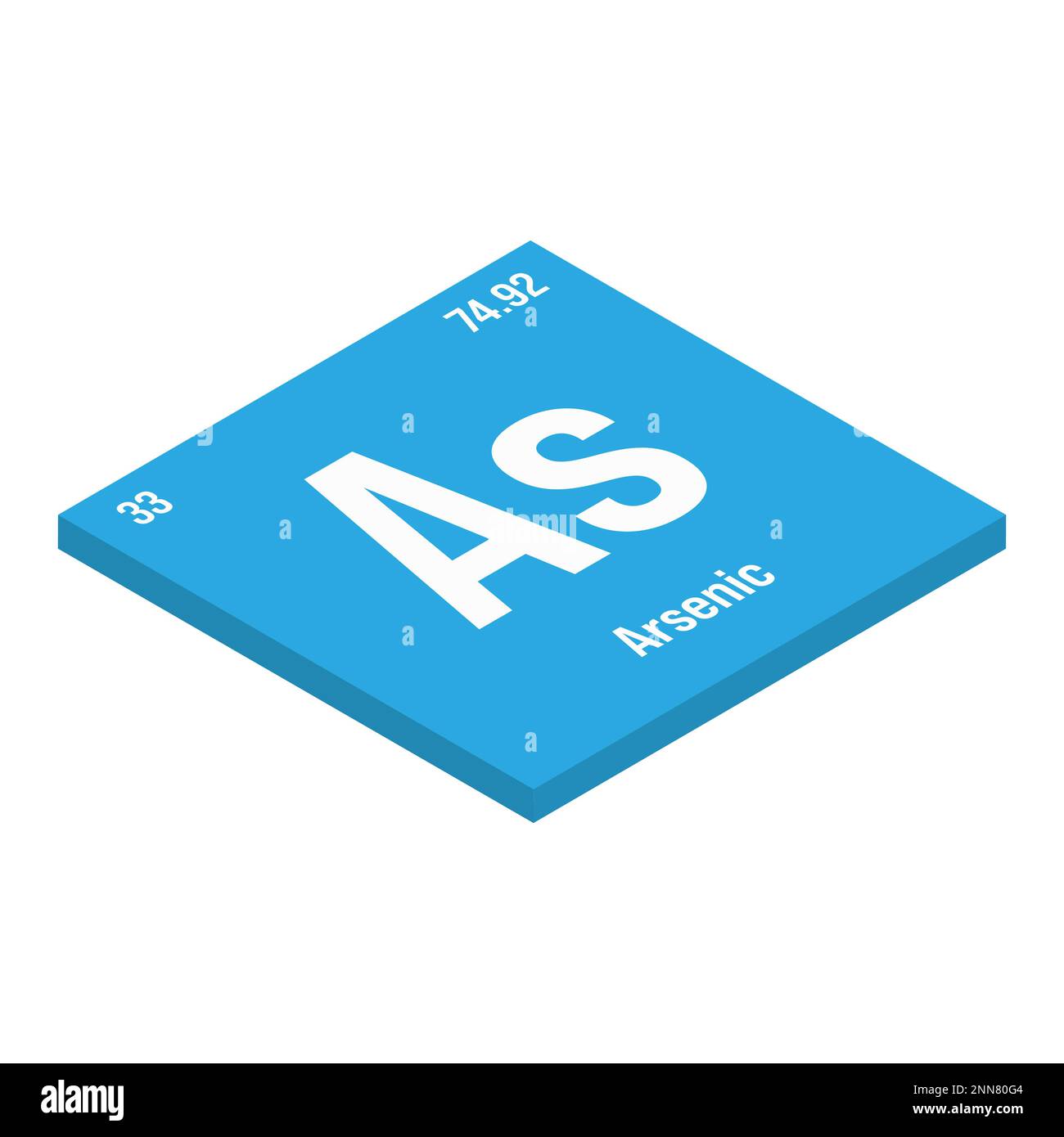 Arsenico, come, elemento periodico della tabella con nome, simbolo, numero atomico e peso. Metalloide velenoso con uso industriale limitato, ma è stato storicamente utilizzato in pesticidi, conservanti del legno, e scopi medicinali. Illustrazione Vettoriale