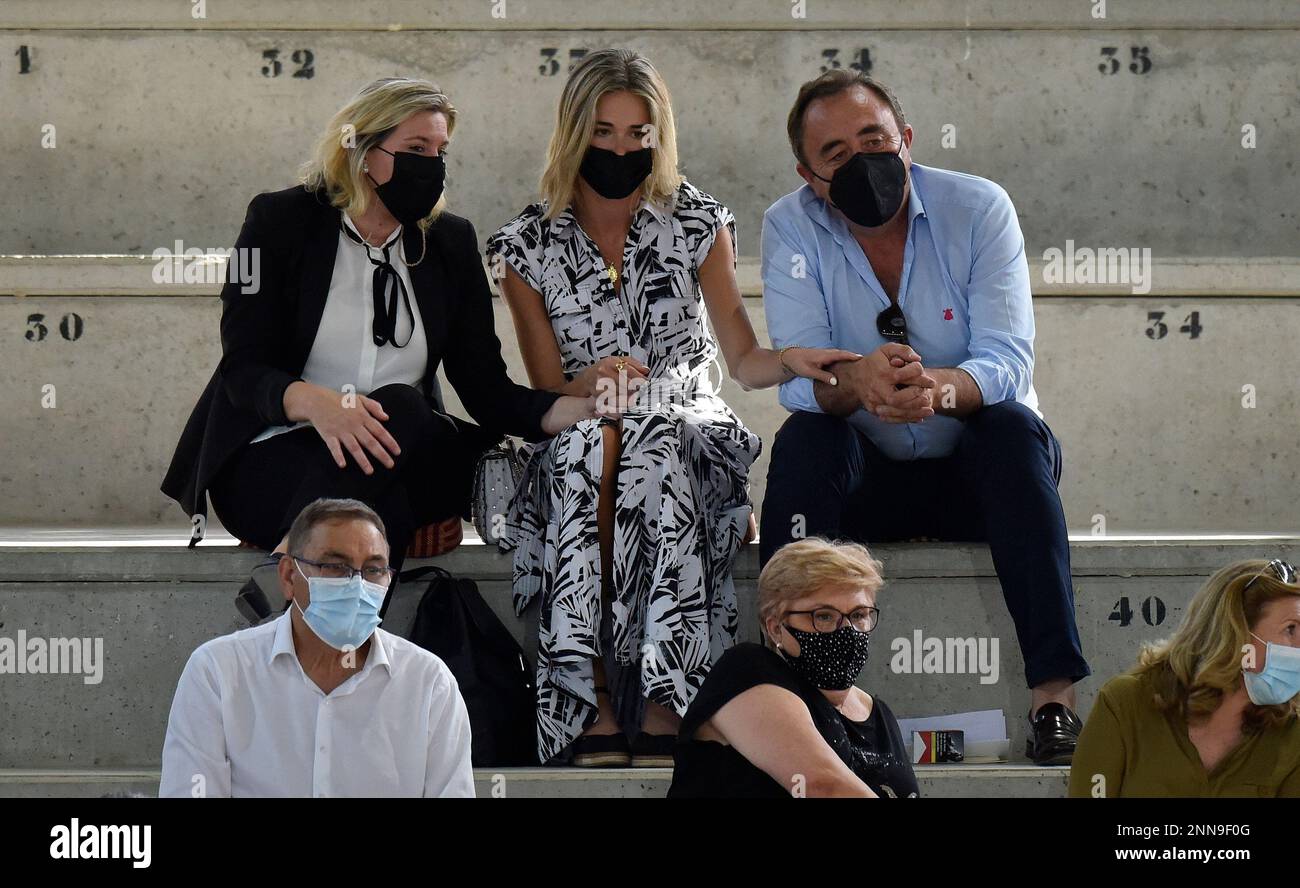 Ana Soria goes to the bullring of Navalcarnero to enjoy an afternoon of bullfighting, on May 29, 2021, in Navalcarnero, Madrid, Spain. BULLFIGHT;BULLRING;BULLFIGHTING;ART;NATIONAL HOLIDAY;BULLFIGHTING RING Francisco Guerra / Europa Press 05/29/2021 (Europa Press via AP) Foto Stock