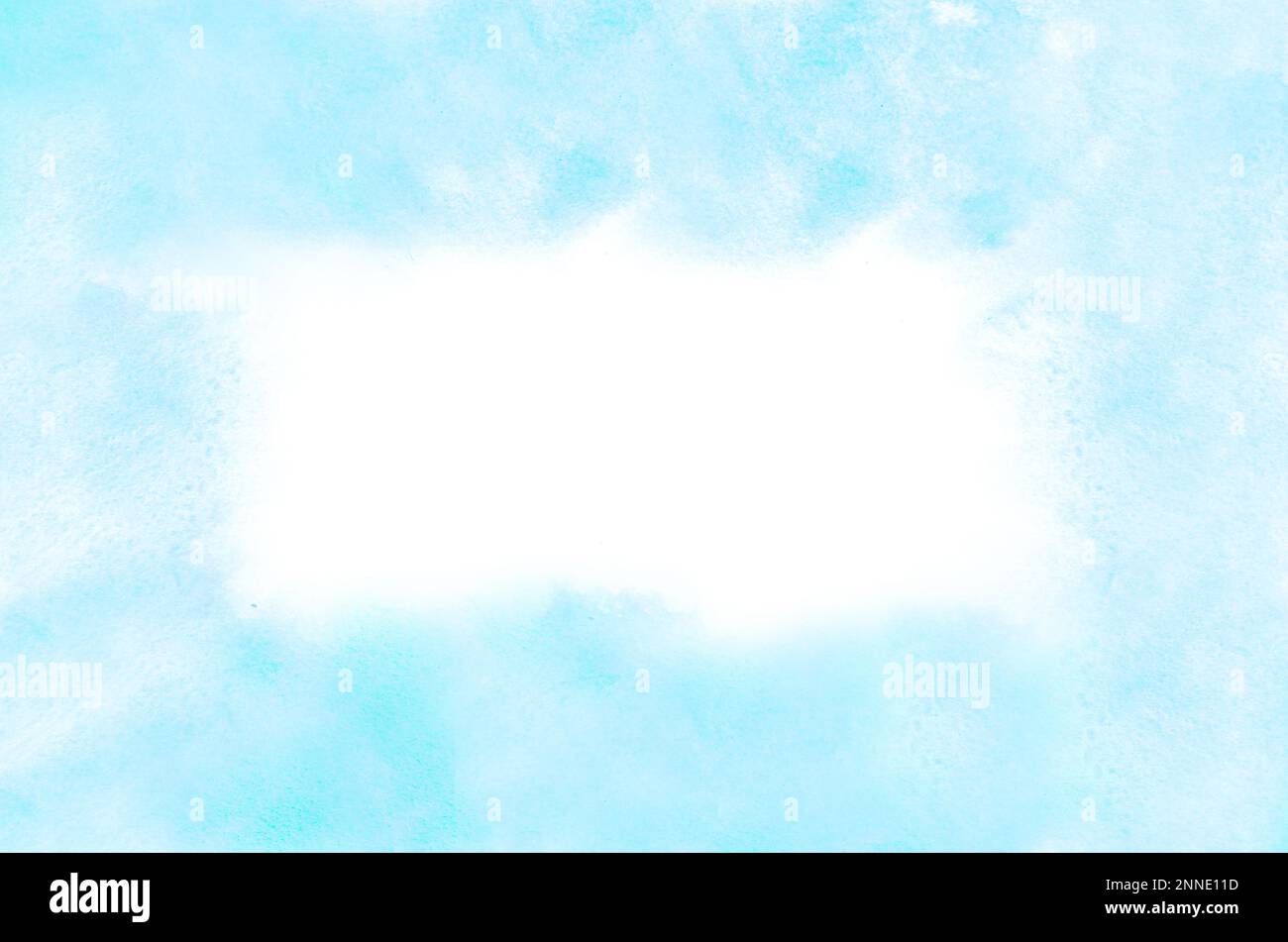 Struttura ad acquerello azzurro con centro bianco morbido, sfondo ideale per design e modelli. Foto Stock