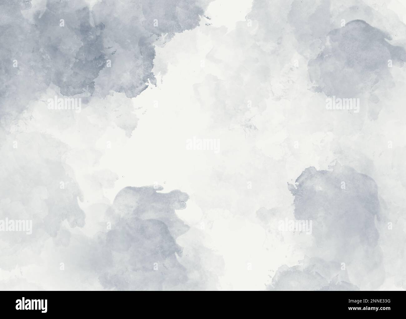 Texture ad acquerello grigio tenue con forme artistiche nuvolose, sfondo ideale per progetti creativi e di design. Foto Stock