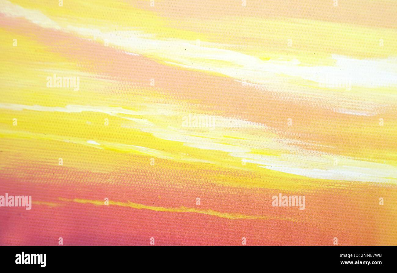 Sfondo di pittura arancione e giallo. Pittura a mano texture, pennello traccia sfondo. Dipinto ad olio su tela. Watercolor texture colori pastello sfumatura. Foto Stock
