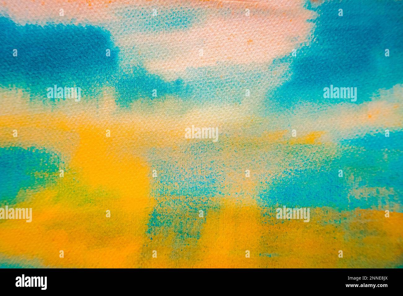 Sfondo astratto color blu pastello, giallo e beige. Spazio di copia per banner, design, poster, sfondo. Textu color acquerello ad alta risoluzione Foto Stock